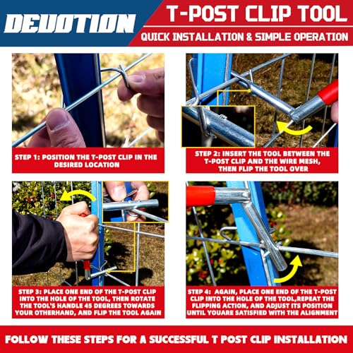 DEUOTION T-post Clips Tool, Fixing Fence Clip and Wire Steel Bender T-post Handheld Twisting Tool, Multi Functional Bender - Image 5