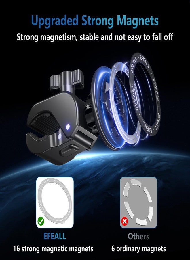 EFEALL Magnetic Phone Holder, Strong Magnet Bike Phone Mount with Two Metal Rings, for Indoor Gym Equipment(Compatible with Peloton Bike)/Stroller/Treadmill, for MagSafe iPhone Samsung and All Phone - Image 2