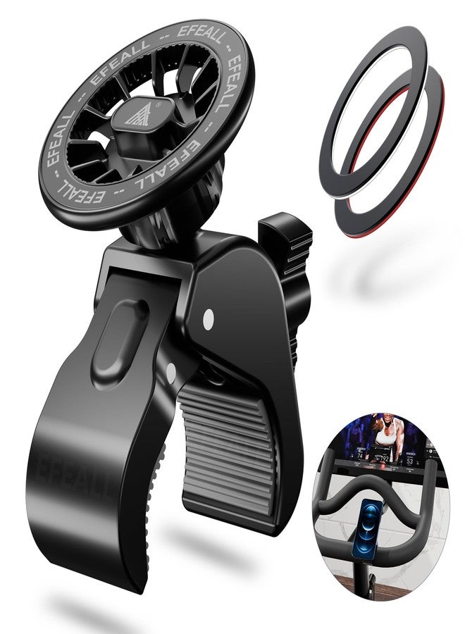 EFEALL Magnetic Phone Holder, Strong Magnet Bike Phone Mount with Two Metal Rings, for Indoor Gym Equipment(Compatible with Peloton Bike)/Stroller/Treadmill, for MagSafe iPhone Samsung and All Phone - Image 1