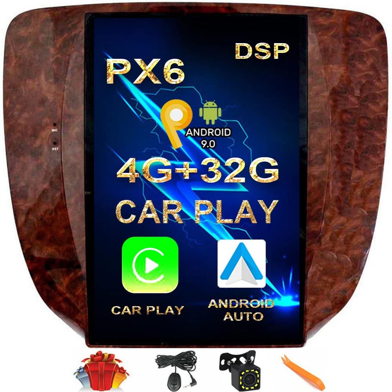 راديو ستيريو أندرويد CUSP 121 بوصة مع GPS لسيارات شيفروليه تاهو سيلفرادو سوبربان أفالانش GMC يوكون سييرا 2007-2016 شاشة IPS تعمل باللمس العمودية PX6 في مجموعة تركيب وحدة الرأس الصوتية والمرئية