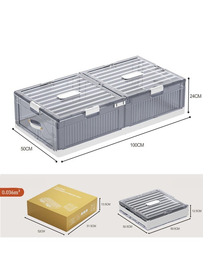 NKX - Space-Saving Drawer-Style Folding Under Bed Storage Box with Wheels 24cm - Image 1