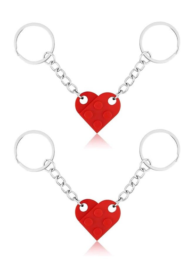 2 Set Brick Matching Couple Heart Keychain - Image 1