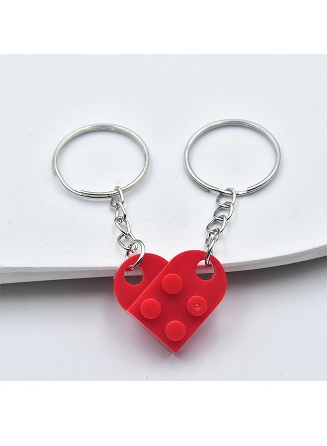 2 Set Brick Matching Couple Heart Keychain - Image 3