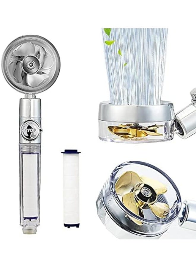 Mengchi رأس دش منجشي عالي الضغط دش محمول رأس دش مع مروحة توربينية مع خرطوم وحامل فلتر دش مطري - Image 1