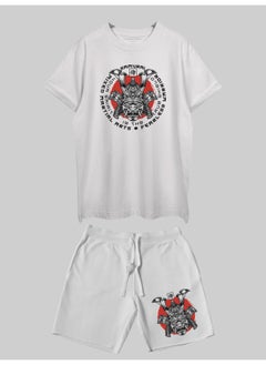 THREADCURRY THREADCURRY Mysterious Fighters Printed Co-ord Set for Men - Half Sleeve Oversized T-Shirt and Shorts  - Image 1