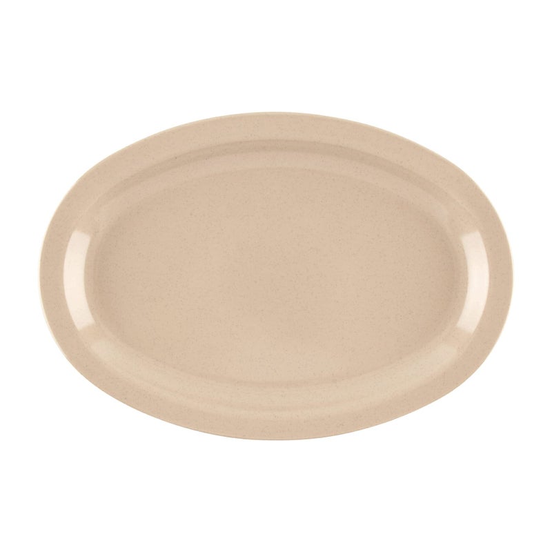Get G.E.T. OP-612-S Melamine Oval Serving Platter  11.75"" x 8.25""  Sandstone (Set of 12) - Image 3