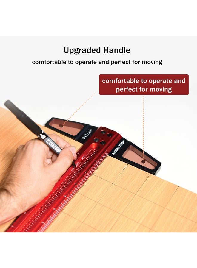 TYDEEY 12, 24, 31, 39 in Ultra-Precision Woodworking Scriber T-Square Ruler 24 in Measuring and Layout Tool, T Type Wood Aluminum Square Rulers for Architect and Carpenter Work - Image 4