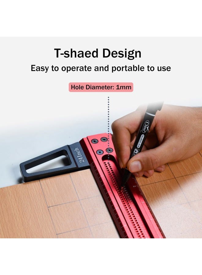TYDEEY 12, 24, 31, 39 in Ultra-Precision Woodworking Scriber T-Square Ruler 24 in Measuring and Layout Tool, T Type Wood Aluminum Square Rulers for Architect and Carpenter Work - Image 3