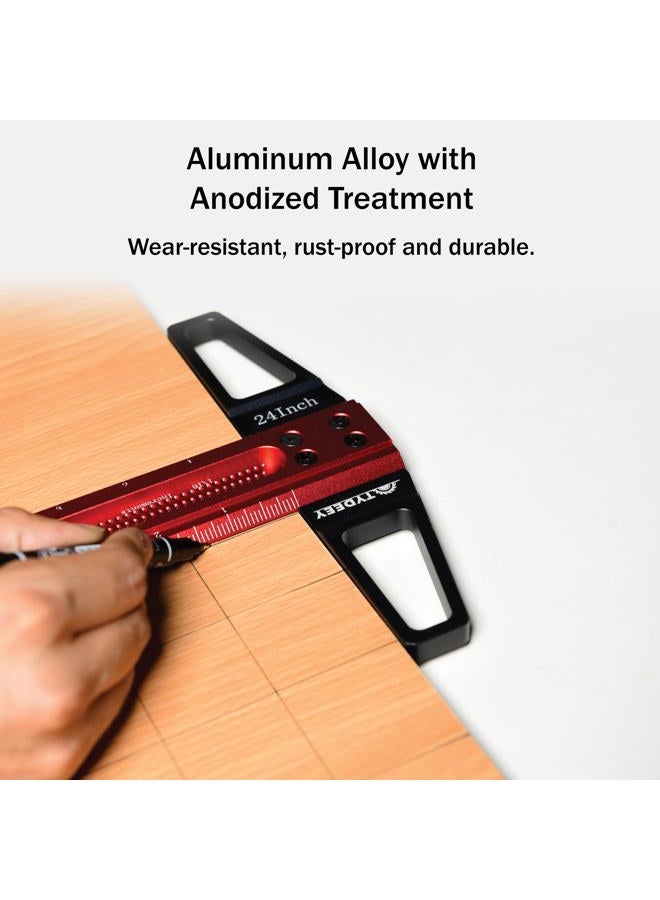 TYDEEY 12, 24, 31, 39 in Ultra-Precision Woodworking Scriber T-Square Ruler 24 in Measuring and Layout Tool, T Type Wood Aluminum Square Rulers for Architect and Carpenter Work - Image 5
