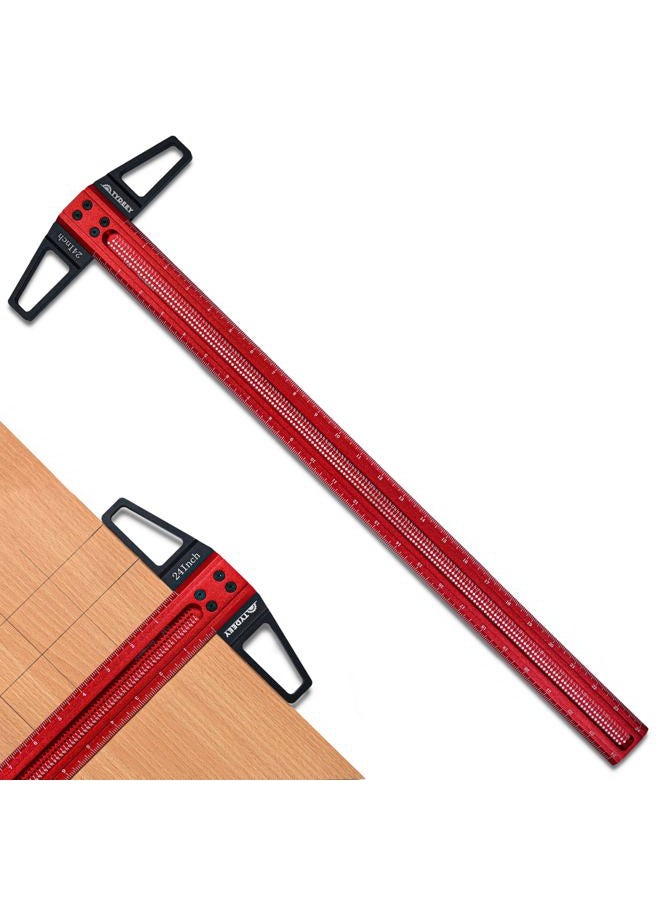 TYDEEY 12, 24, 31, 39 in Ultra-Precision Woodworking Scriber T-Square Ruler 24 in Measuring and Layout Tool, T Type Wood Aluminum Square Rulers for Architect and Carpenter Work - Image 1