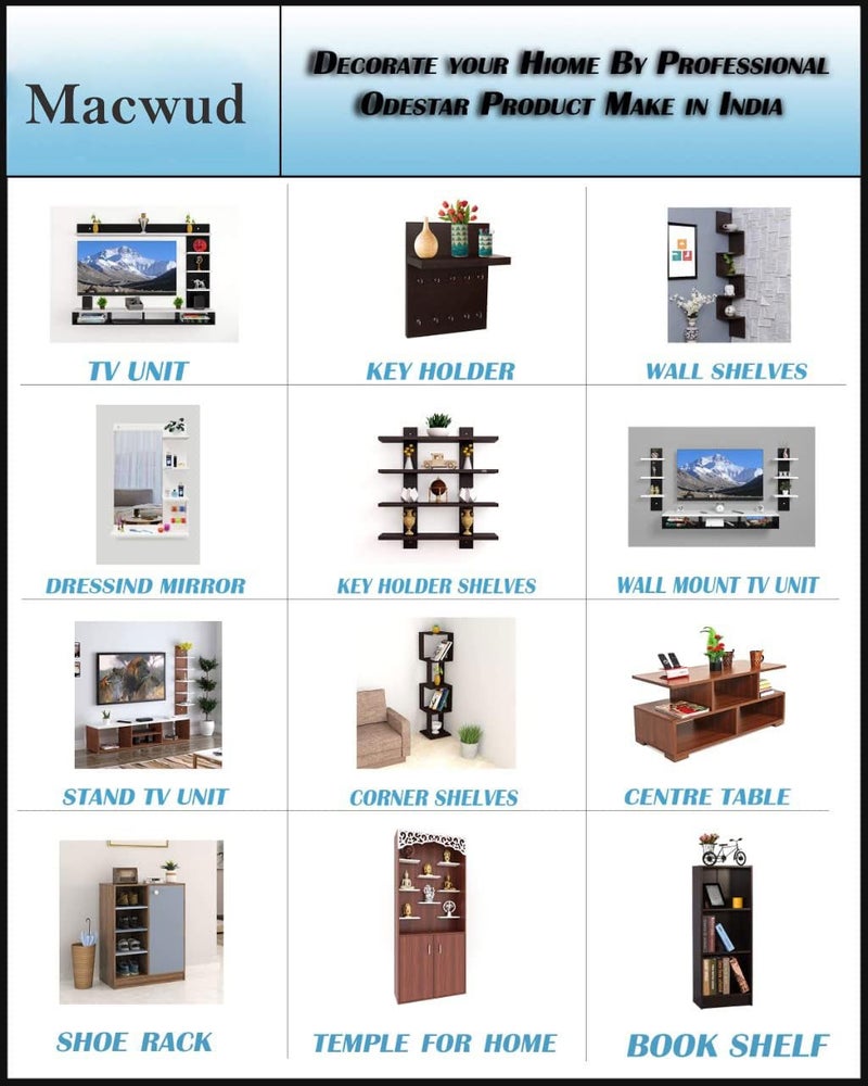 MACWUD MACWUD Wooden Wall Shelves Corner Standing Shelf for Living Room Stylish Home Decor Display Rack Storage Organizer Unique Design with 6 Shelf White  - Image 5