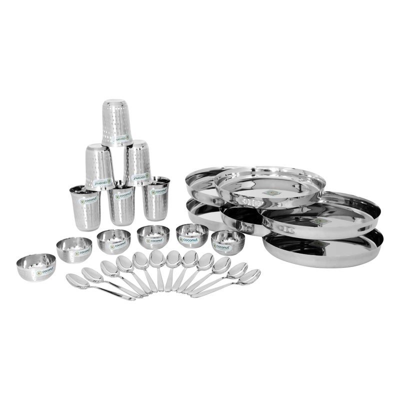 Coconut Stainless Steel (Heavy Guage) Joy Dinner Set/Dinnerware & Serveware - 30 Piece - Image 2