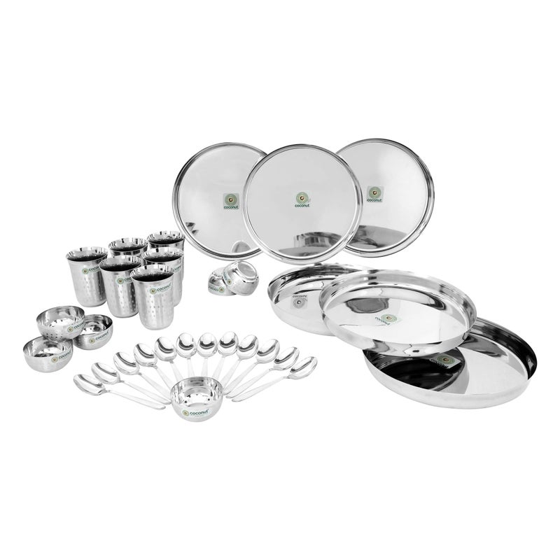 Coconut Stainless Steel (Heavy Guage) Joy Dinner Set/Dinnerware & Serveware - 30 Piece - Image 3