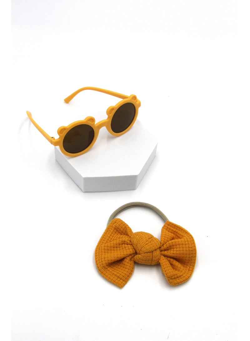 D'Daniela Aila Glasses and Headband Set For Babies and Girls - Mustard Yellow - Image 1