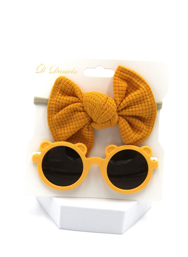 D'Daniela Aila Glasses and Headband Set For Babies and Girls - Mustard Yellow - Image 2