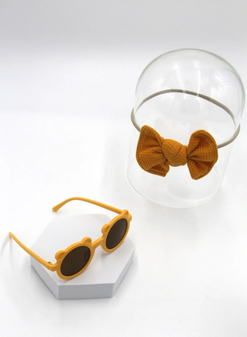 D'Daniela Aila Glasses and Headband Set For Babies and Girls - Mustard Yellow
