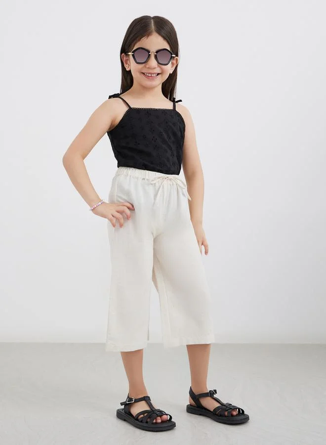 Styli Styli Girls Plain Linen Look Wide Leg Culottes