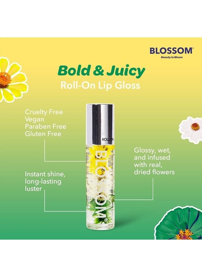 Blossom - Scented Roll on Lip Gloss, Infused with Real Flowers, Made in USA, 0.20 fl. oz./5.9ml, Pineapple - Image 1