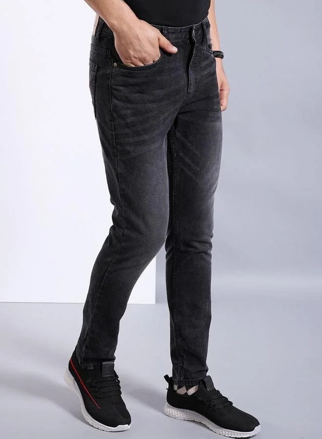 The Indian Garage Co The Indian Garage Co Men Black Mid Rise Slim Fit Jeans