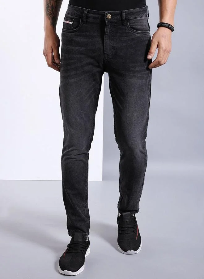 The Indian Garage Co The Indian Garage Co Men Black Mid Rise Slim Fit Jeans
