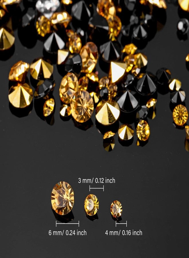 Bememo 10000 Clear Wedding Table Scatter Confetti Crystals Acrylic Diamonds Rhinestones for Table Centerpiece Decorations Wedding Bridal Shower Decorations Vase Beads (Gold, Black,3 mm, 4 mm, 6 mm) - Image 2