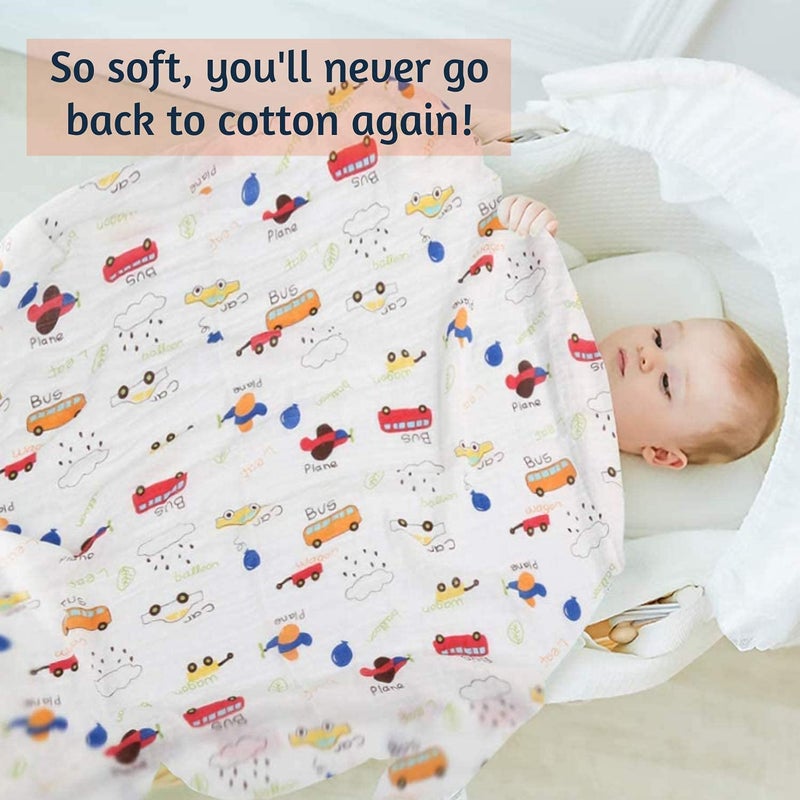 Gokich Gokich 100% Organic Extra Soft Cotton Muslin Baby Swaddles/Muslin Swaddle Wrap for New-Born Baby/New Born to Toddlers Pack of 4, (Multicolored & Designs)  - Image 5