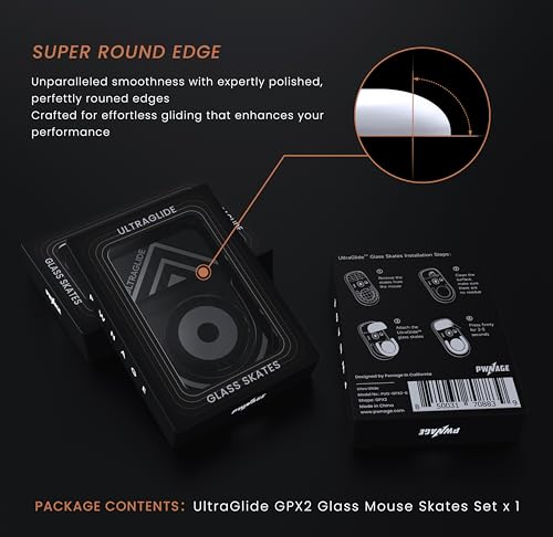 PWNAGE Ultraglide Glass Skates Feet for G Pro X 2 Superlight GPX 2, Ultra-Smooth and Durable, 3M Adhesive, fit for Gaming Mouse Black and White - Image 4