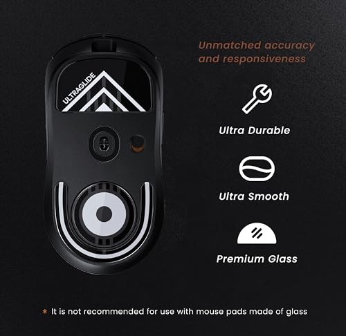 PWNAGE Ultraglide Glass Skates Feet for G Pro X 2 Superlight GPX 2, Ultra-Smooth and Durable, 3M Adhesive, fit for Gaming Mouse Black and White - Image 2