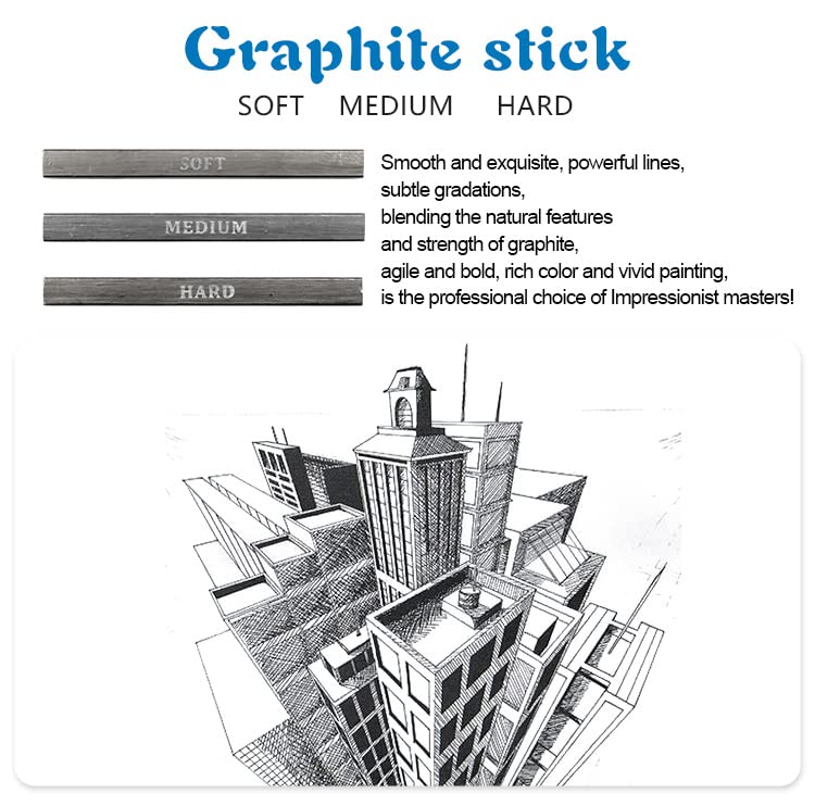 Corslet 35 Pieces Professional Drawing Pencils&Sketch Kit For Artist Art Drawing Pencil Set For Artists Painting Sketching Kit,White - Image 4