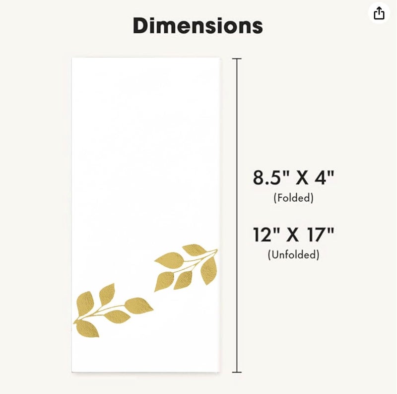 By Madee PREMIUM Thanksgiving Napkins Disposable 50 Pack | Fall Leaf Napkins 8.5”x4” Folded, 12”x17” Unfolded | Linen Like Disposable Hand Towels for Bathroom | Metallic Foil Stamped - Gold - Image 2