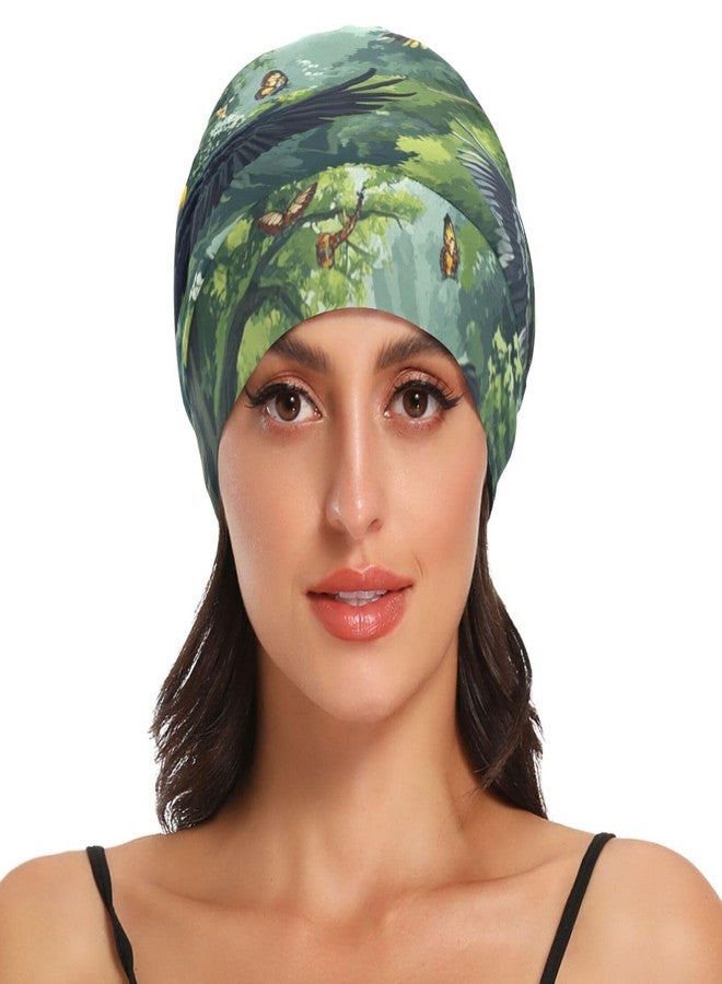 ElliTarr Beanie Hat Satin Bonnet Lined Sleep Cap Hair Wrap Cover Slouchy Beanie for Curly Hair Protection for Gifts for Men Women Bee and Flower Cute Orange - Image 2