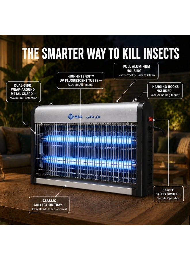 Hi Max Electric Bug Zapper & UV Insect Killer Lamp - 30W High-Voltage Mosquito Trap & Fly Killer Machine with Aluminum Housing - Chemical-Free Pest Control for Indoor - Silent Mosquito Catcher for Home - 49cm Wide, large Area Coverage, Child-pet Safe, Hanging/Wall Mount - Image 4