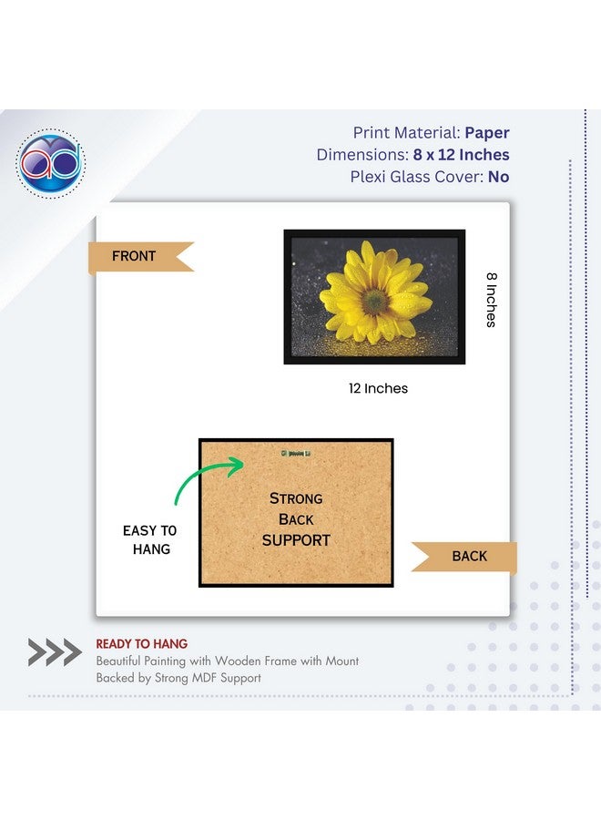 Mad Masters Yellow Sunflower Flower Nature Beauty Painting Photo Frame for Living Room, Bedroom, Home Decor and Wall Decoration (MM 1852, 8x12 Inch, Paper, Without Plexi Glass) - Image 2