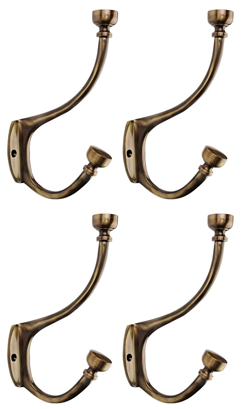 HOBKNOBS (Set of 4 Antique Brass Wall/Wooden Mounted 178 mm(H) Hook Hanger - Brownish Gold... - Image 1