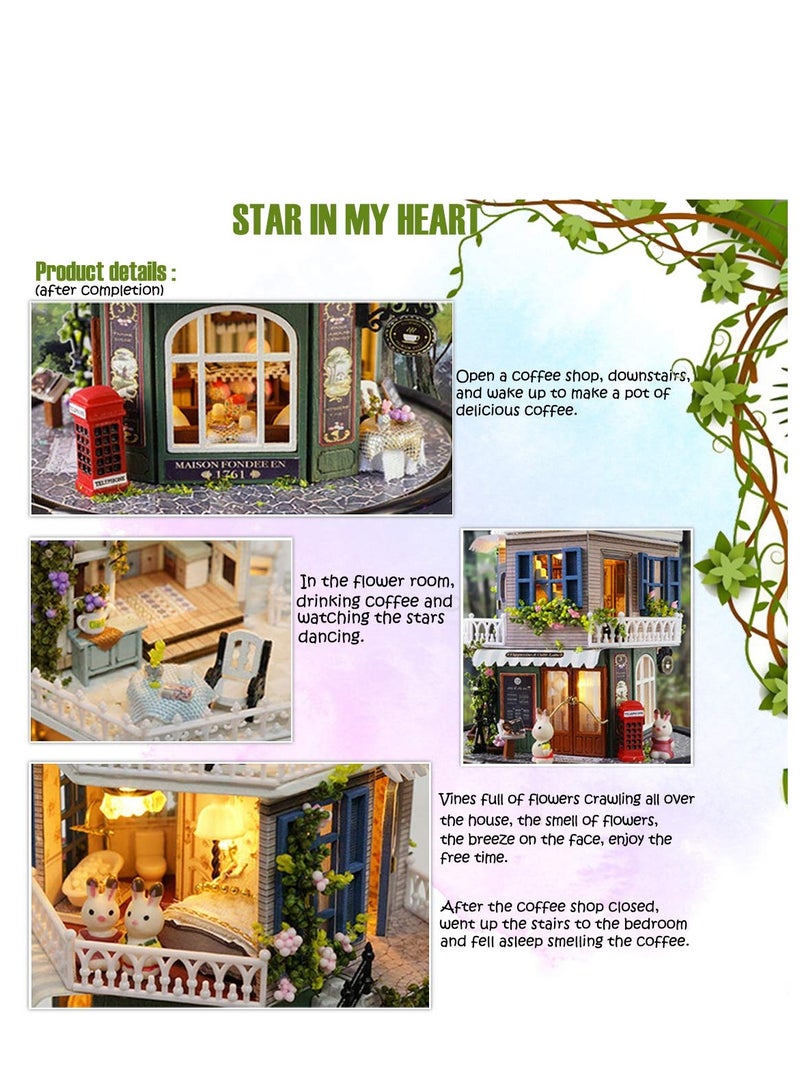 SOLARAE DIY Miniature Dollhouse Kit, with Furniture, Spin Rotate Music Box, LED Wooden Mini House Set, for Kids, Girls, Women Lovers, Best Gift Birthday, Valentine's,  Wedding Day - Image 2