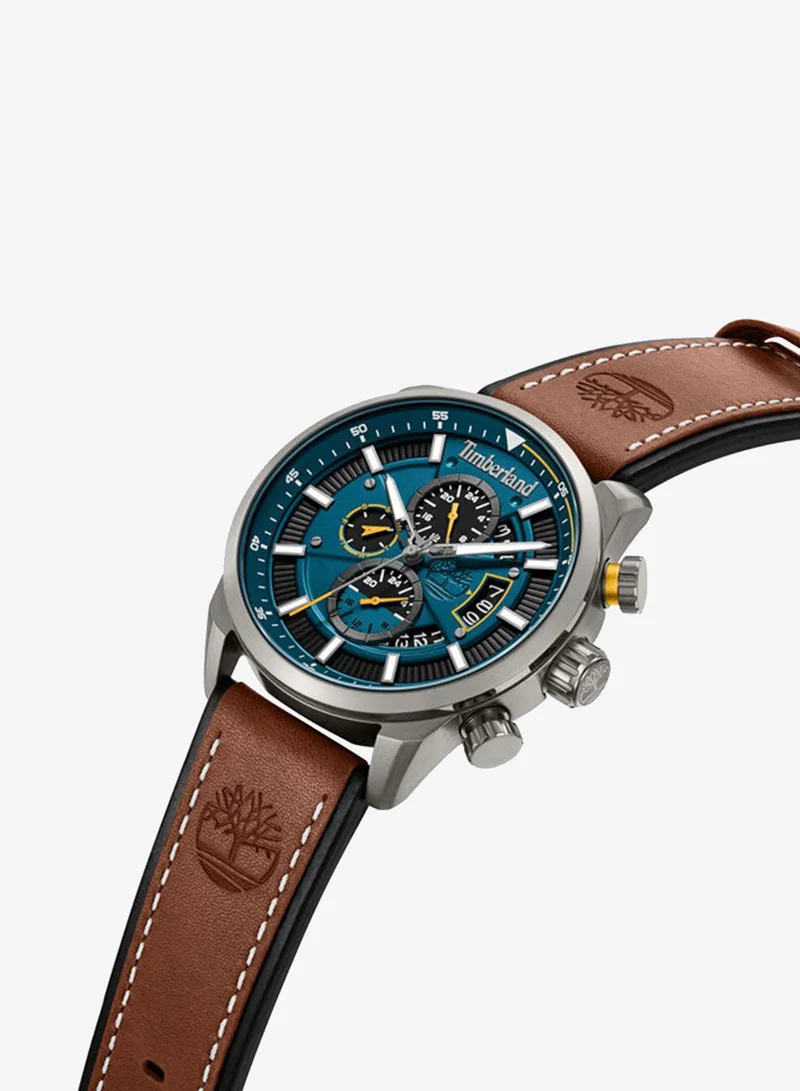 تمبرلاند Calahan Blue Dial Leather Strap Multifunction Watch for Men, 46mm
