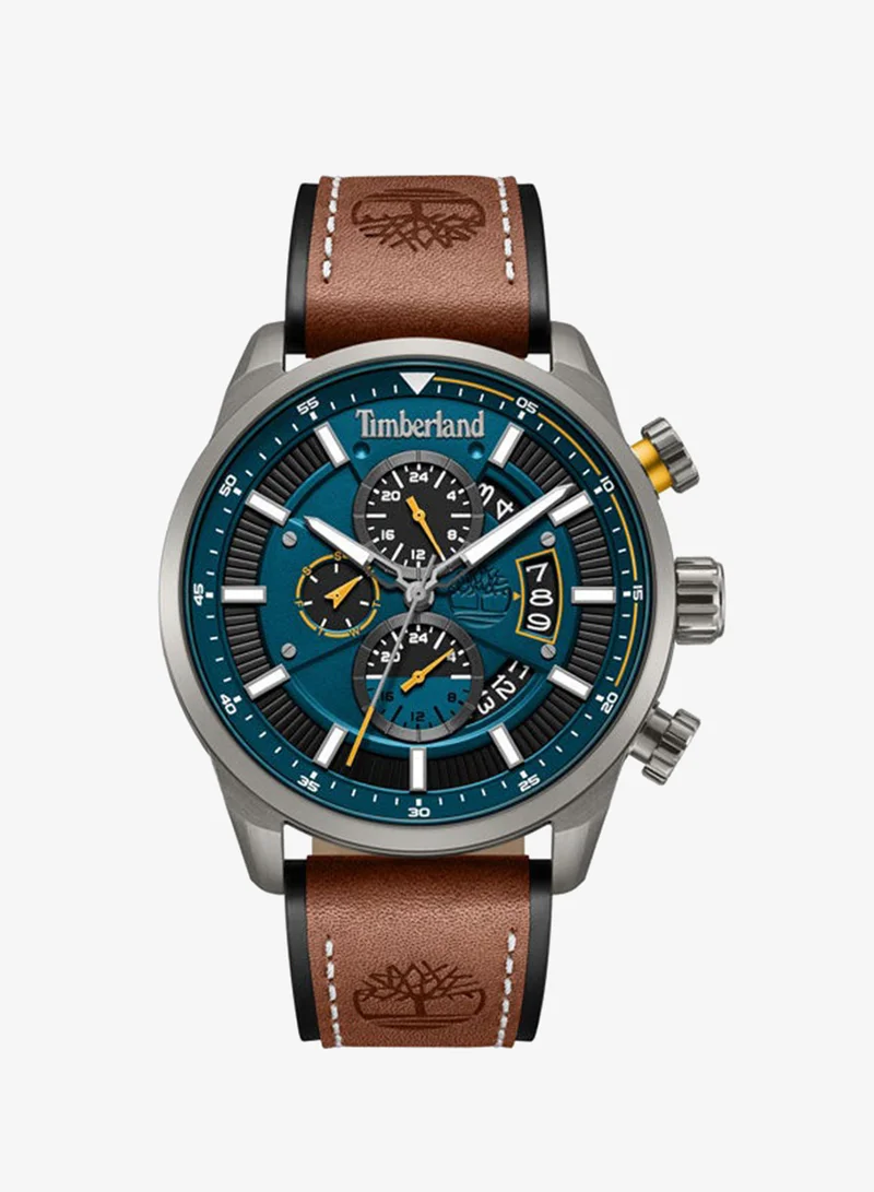 تمبرلاند Calahan Blue Dial Leather Strap Multifunction Watch for Men, 46mm