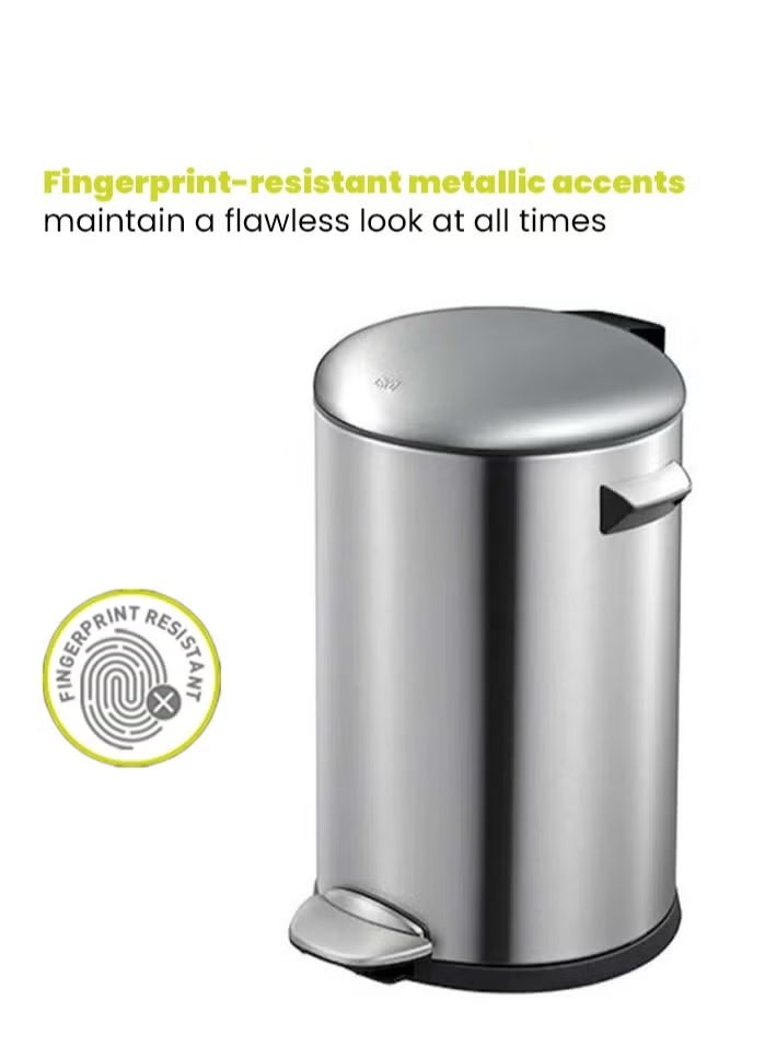 EKO Stainless Steel Pedal Bin | Heavy Duty Brushed Fingerprint Proof Waste Bin | Soft Close | 30L | Silver - Image 4