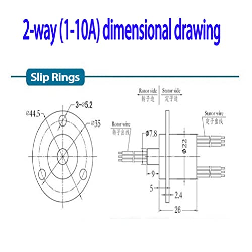 QL-LINRUN Slip Ring Electrical Slip Ring Slip Ring Electrical Connector Slip Ring Connector Motor Slip Ring Rotating Connector 2 Wires 10A Diameter 22mm - Image 2