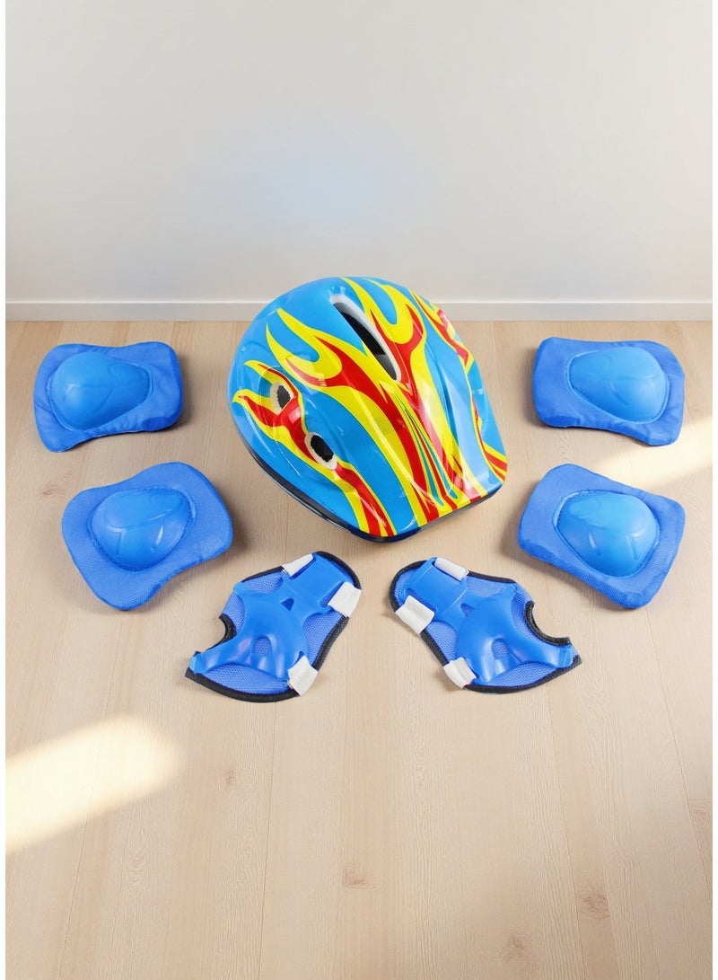 إيزي فيتشور مجموعة حماية رياضية ٧ في ١ للأطفال من إيزي فيوتشر: خوذة + واقيات ركبة + واقيات كوع + واقيات معصم للأولاد والبنات - ٣ خيارات ألوان (وردي، أحمر، أزرق) - Image 4