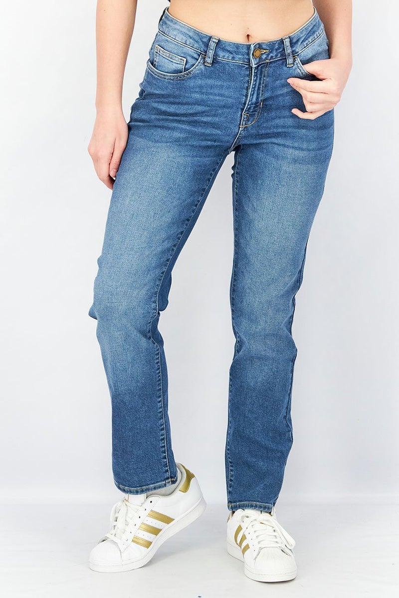 Tchibo Women Regular Fit Mid Washed Denim Jeans, Blue - Image 1