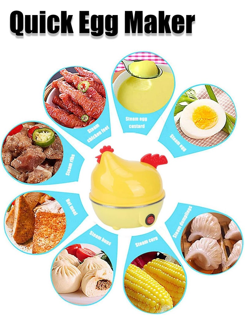 HEROCKX Electric Egg Cooker Multifunction Chicken Shape 7 Egg Capacity Automatic Shut Off Mini Breakfast Machine yellow  - Image 5