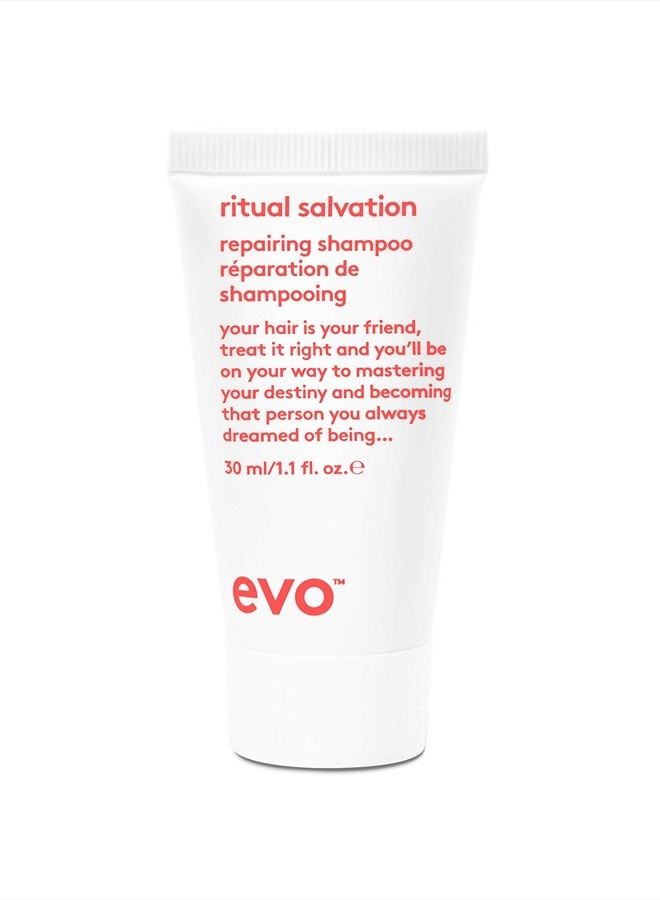 EVO Ritual Salvation Repairing Shampoo - Gently Cleanses, Treats Damaged & Brittle Hair & Protects Color - Travel Size, 30ml / 1.01fl.oz - Image 1