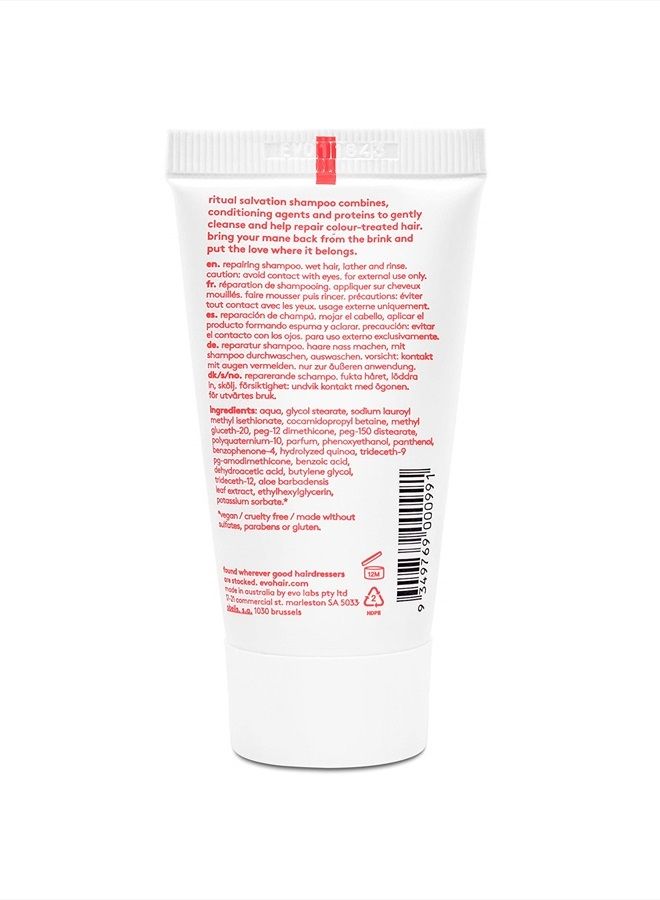 EVO Ritual Salvation Repairing Shampoo - Gently Cleanses, Treats Damaged & Brittle Hair & Protects Color - Travel Size, 30ml / 1.01fl.oz - Image 2