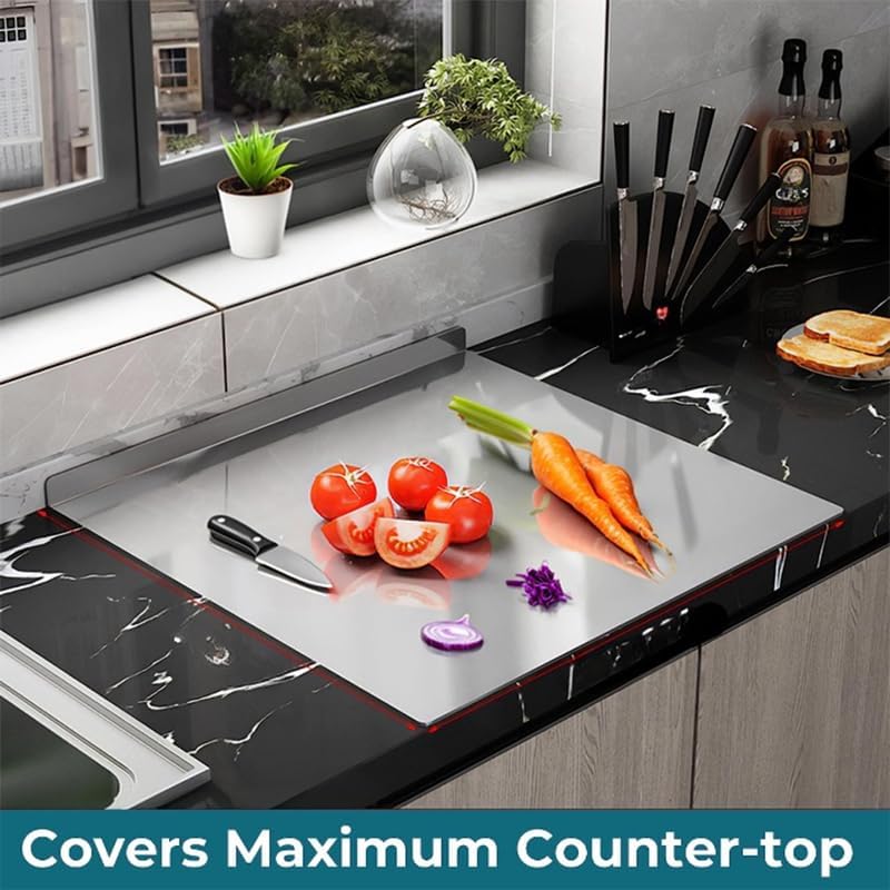 GRILL BUMP Stainless Steel Chopping Board Multipurpose Kitchen Worktop Rust Proof NonSlip for Meat Vegetables Fish Fruits Extra Large Easy to Clean Heavy Duty Cutting Board - Image 2