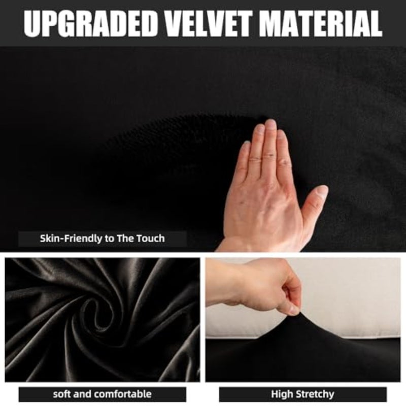 Sectional Couch Covers Stretch Durable Cushion Covers L Shape Separate Sofa Couch Covers for Both Left/Right Sectional Couch Black, 3 Seater+1 Chaise,KL006 - Image 2