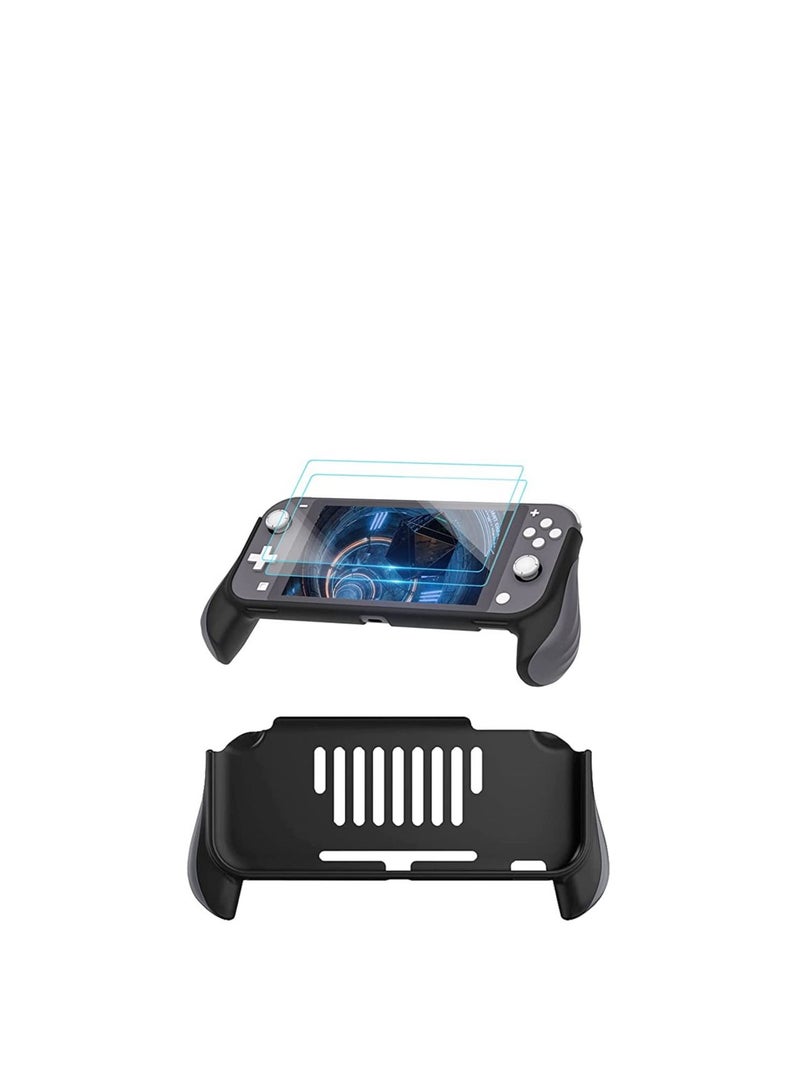 Hand Grip Compatible with Nintendo Switch Lite, Ergonomic Comfort Handheld Protective Case Portable Cover Accessories for Nintendo Switch Lite with 2 Glass Screen Protectors and Thumb Caps - Image 1