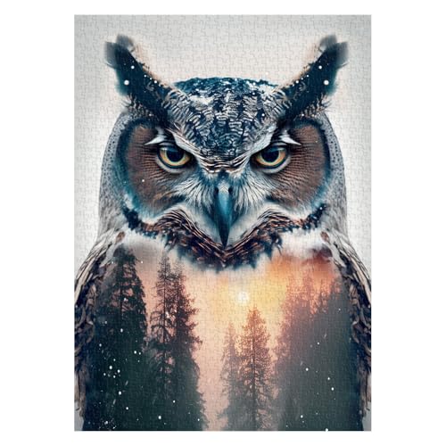 PPuzzling Owl Puzzles for Adults 1000 Pieces Difficult Bird Challenging Jigsaw Puzzles Jungle Animal Nature Puzzles as Bird Decor - Image 1