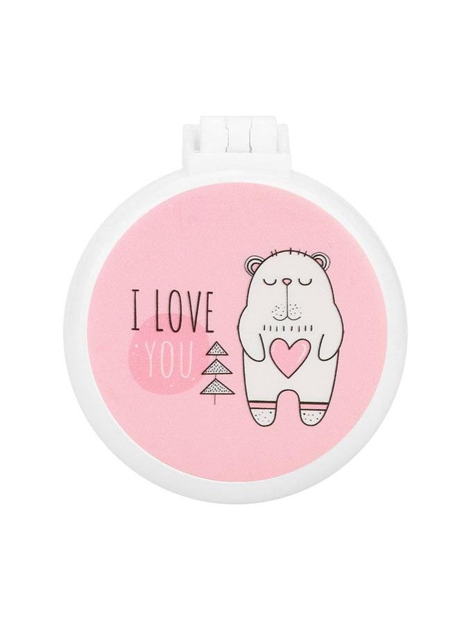 Thoraya Portable Folding Comb Cute Cartoon Pattern Massage Hair Comb with Mirror (D)  - Image 1