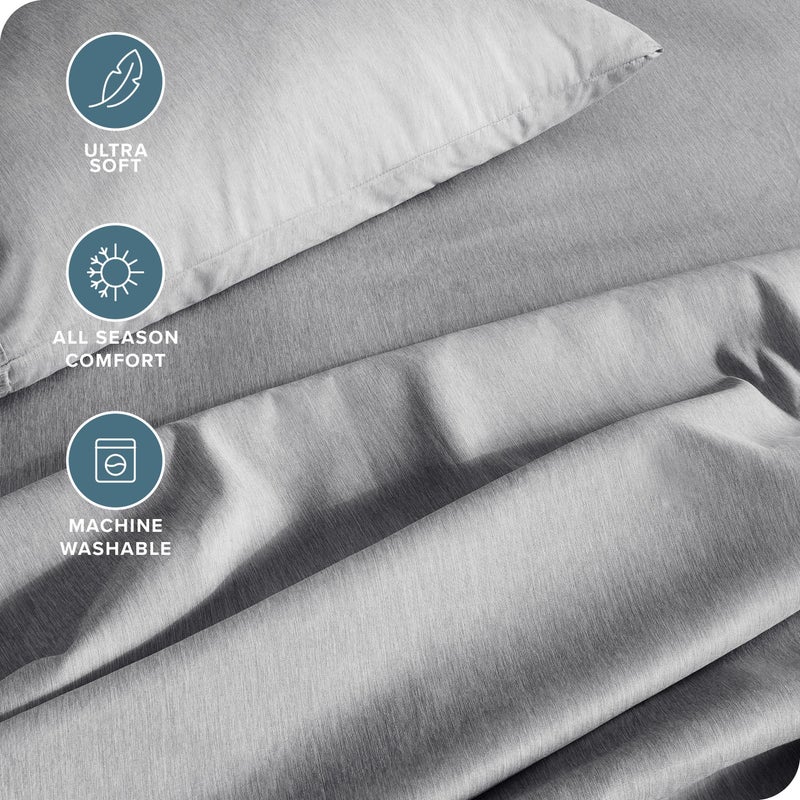Bare Home Queen Sheet Set - Luxury 1800 Ultra-Soft Microfiber Double Brushed - Deep Pockets - Easy Fit - 4 Piece Set - Bedding Sheets & Pillowcases (Queen, Heathered Charcoal) - Image 3